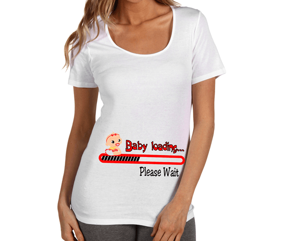 Дамска тениска за бременни ****  "Baby loading" в червен цвят