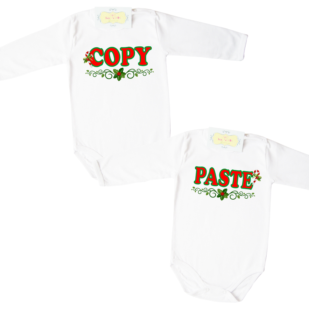 "COPY" И "PASTE" коледни бодита за близнаци