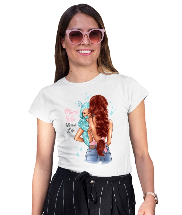 damska-teniska-mama-s-bebe-momche-chervena-kosa