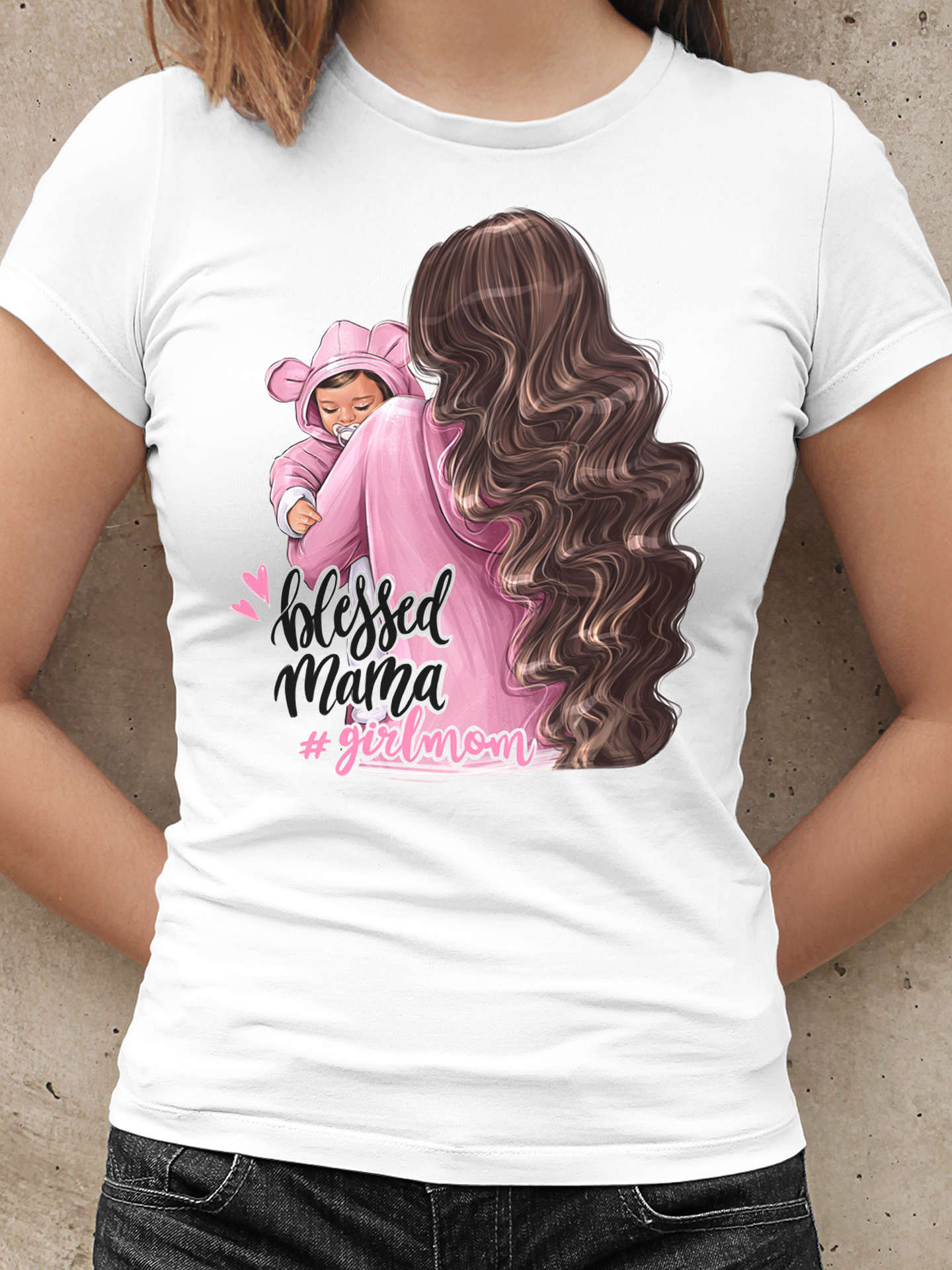 Дамска тениска - Мама и Мини - #girlmom Blessed mama