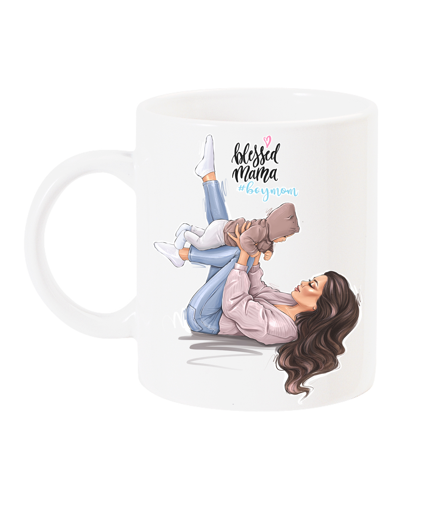 Чаша за мама с арт принт - #boymom - Blessed Mama