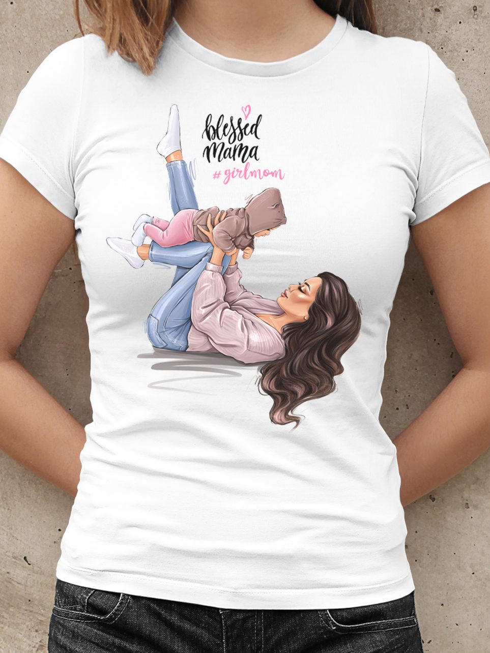 girlmom-blessed-mama-tumna-kosa-teniska-mama