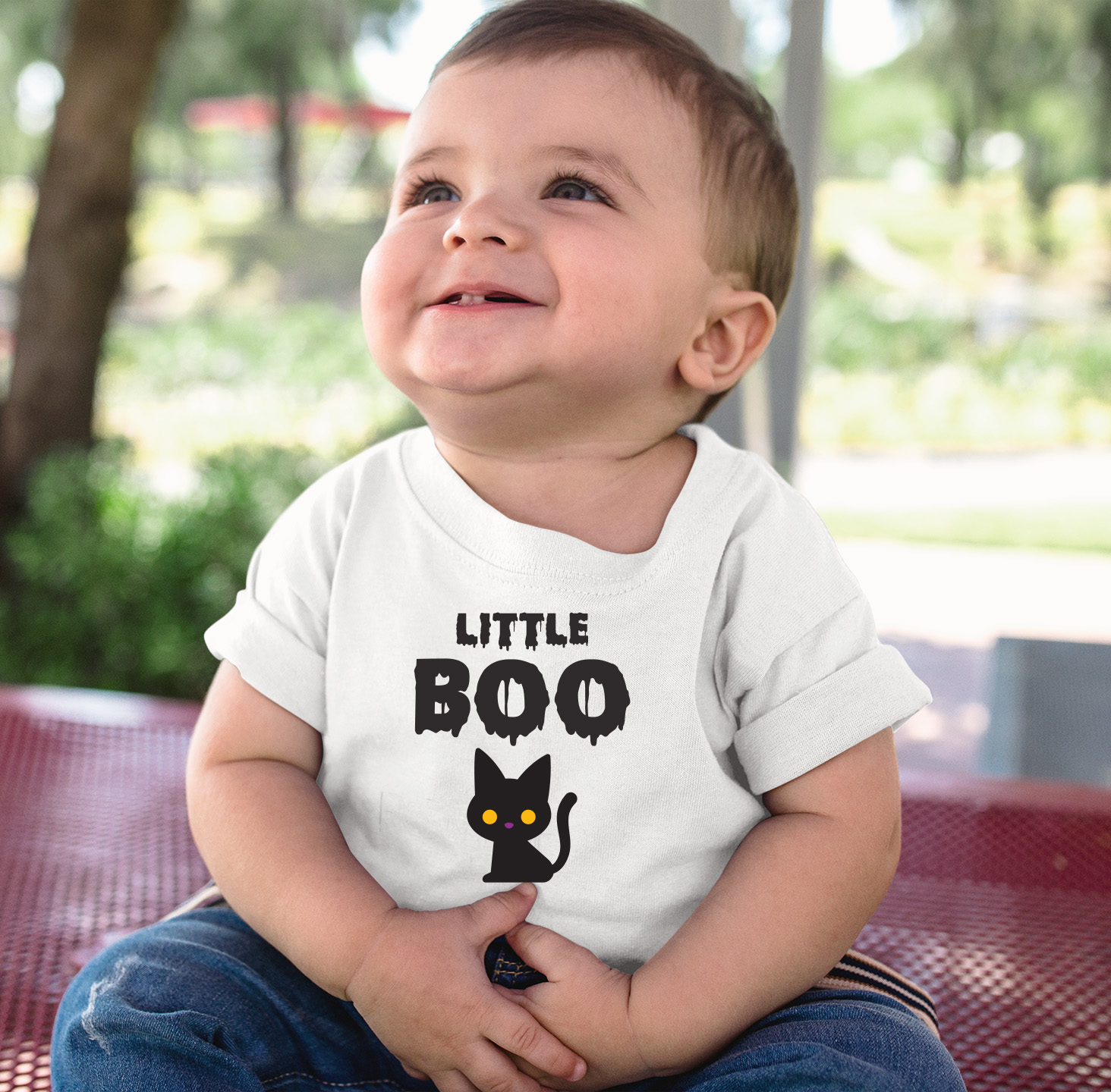 Хелоуин бебешко боди с надпис "Little Boo" за момче
