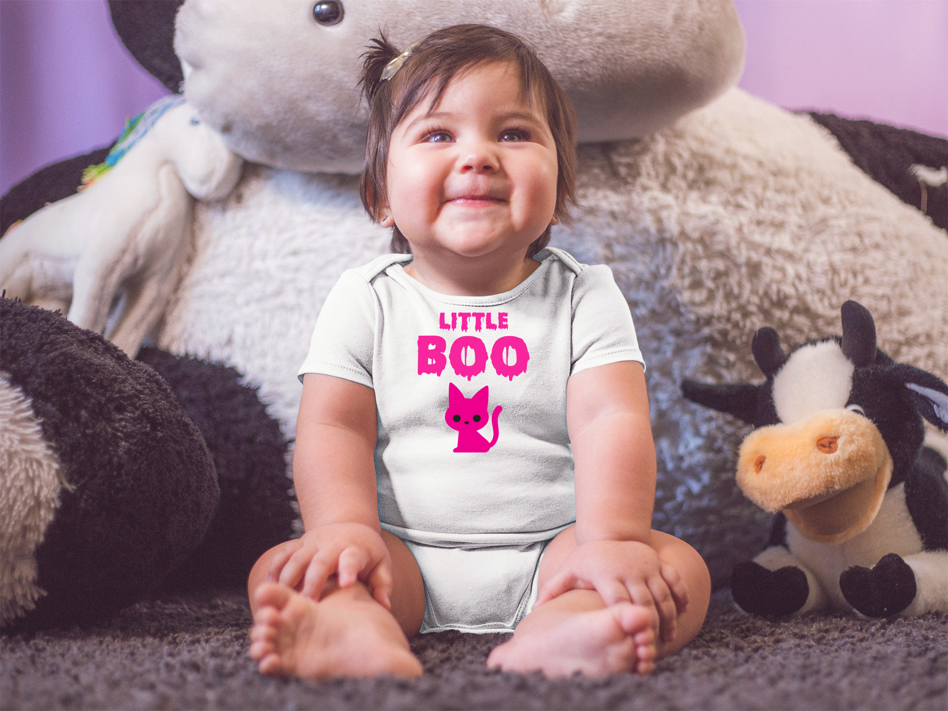 Хелоуин бебешко боди с надпис "Little Boo" за момиче